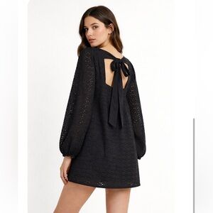 FREE PEOPLE Lovey Dovey Eyelet Puff Sleeve Black size 0